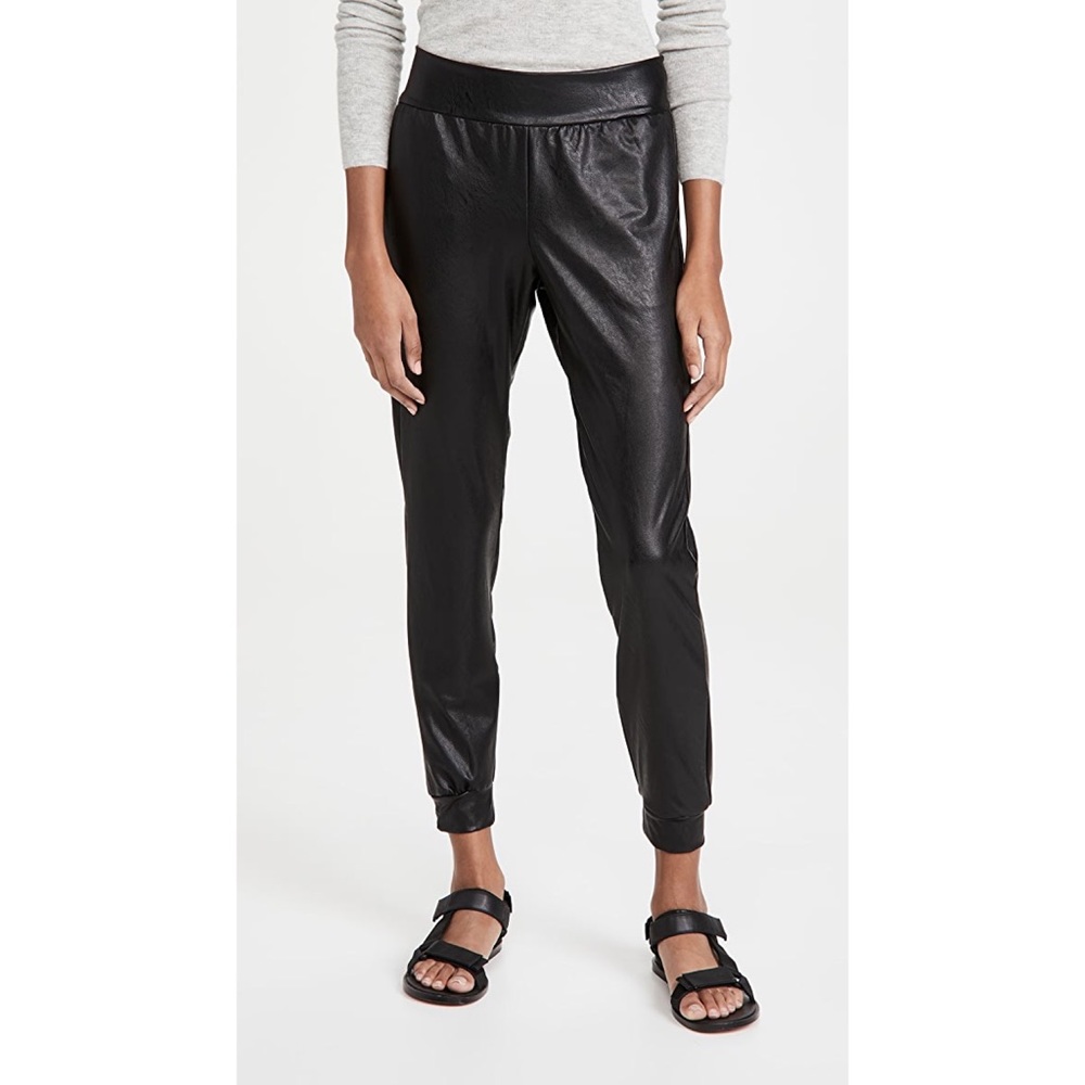 Commando Faux Leather Black Joggers Large